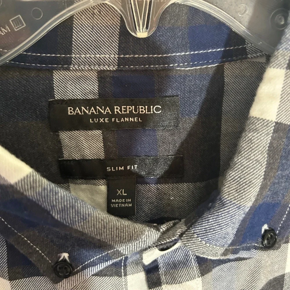 Banana Republic‎ Luxe Flannel Slim Fit Plaid Button Down Shirt Womens XL - Picture 2 of 4